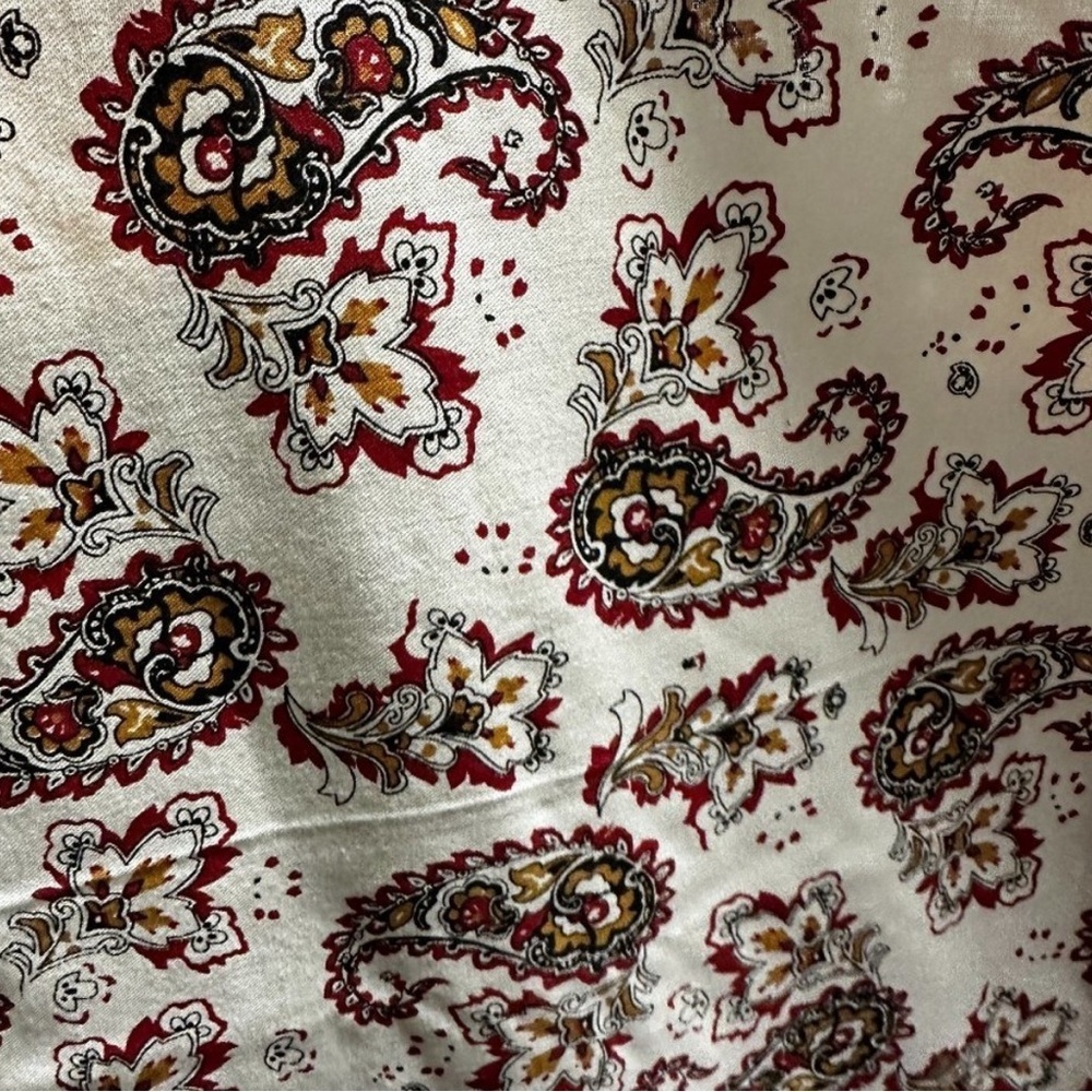 Vintage Paisley Fabric 1 1/2 Yards White Burgundy 70s Vibes NWOT